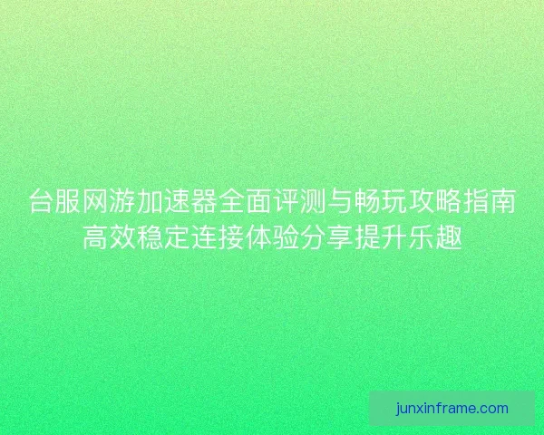 台服网游加速器全面评测与畅玩攻略指南高效稳定连接体验分享提升乐趣