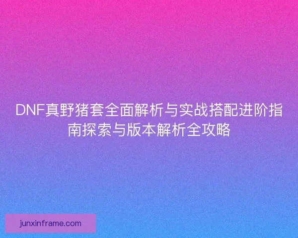 DNF真野猪套全面解析与实战搭配进阶指南探索与版本解析全攻略 DNF真野猪套全面解析与实战搭配进阶指南探索与版本解析全攻略